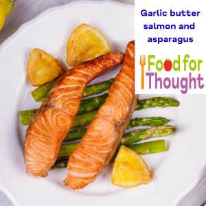 Garlic butter salmon and asparagus