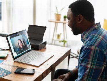 man participating in online mental health first aid training