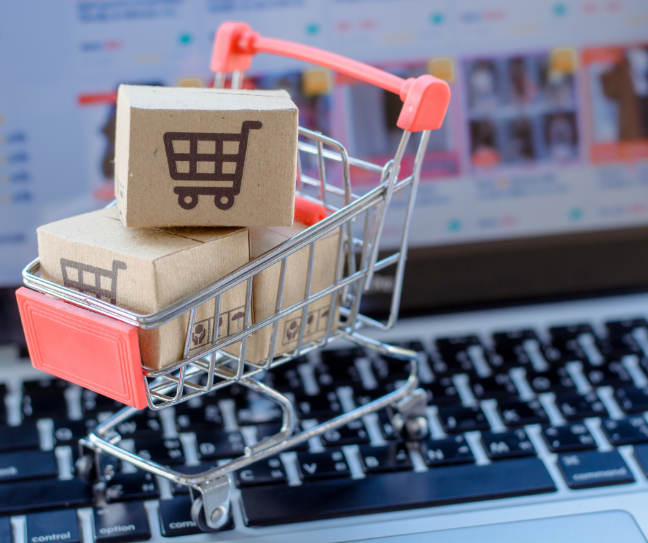 a shopping trolley with boxes in