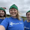 three people in Bath Mind t-shirts wearing elf hats