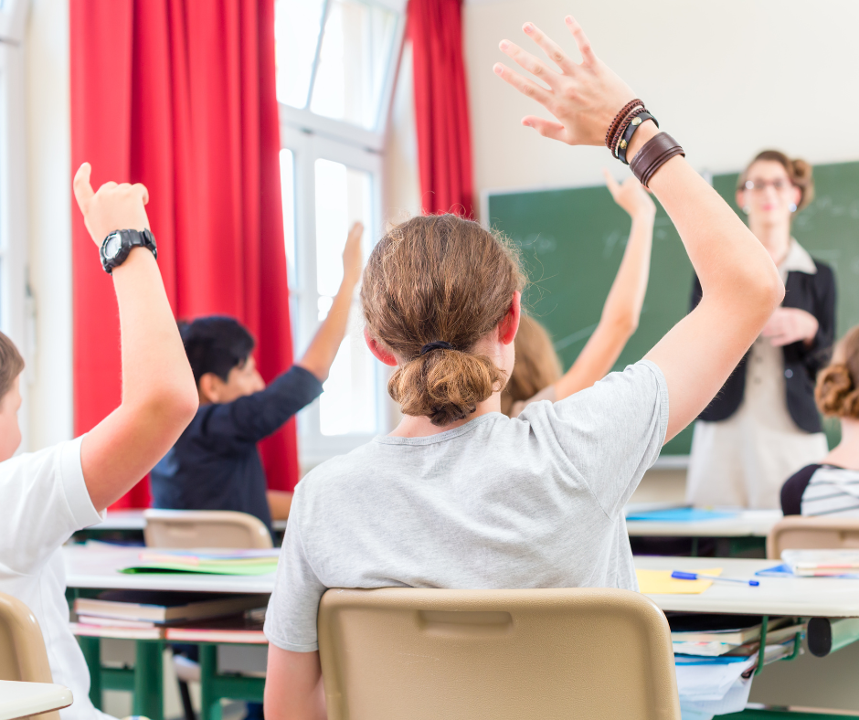 A group of secondary school students in class