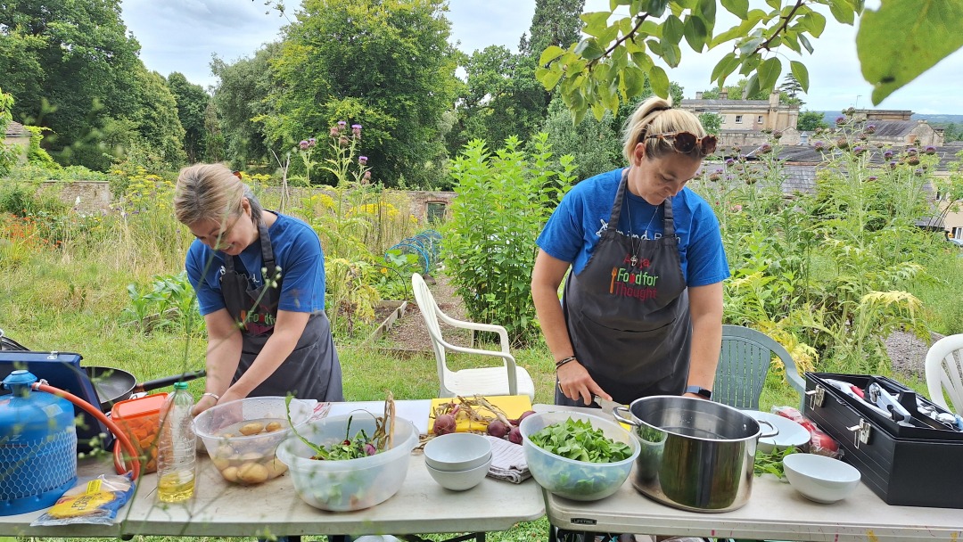 Bath Mind staff cooking outside at some allotments