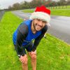 a man in a santa hat