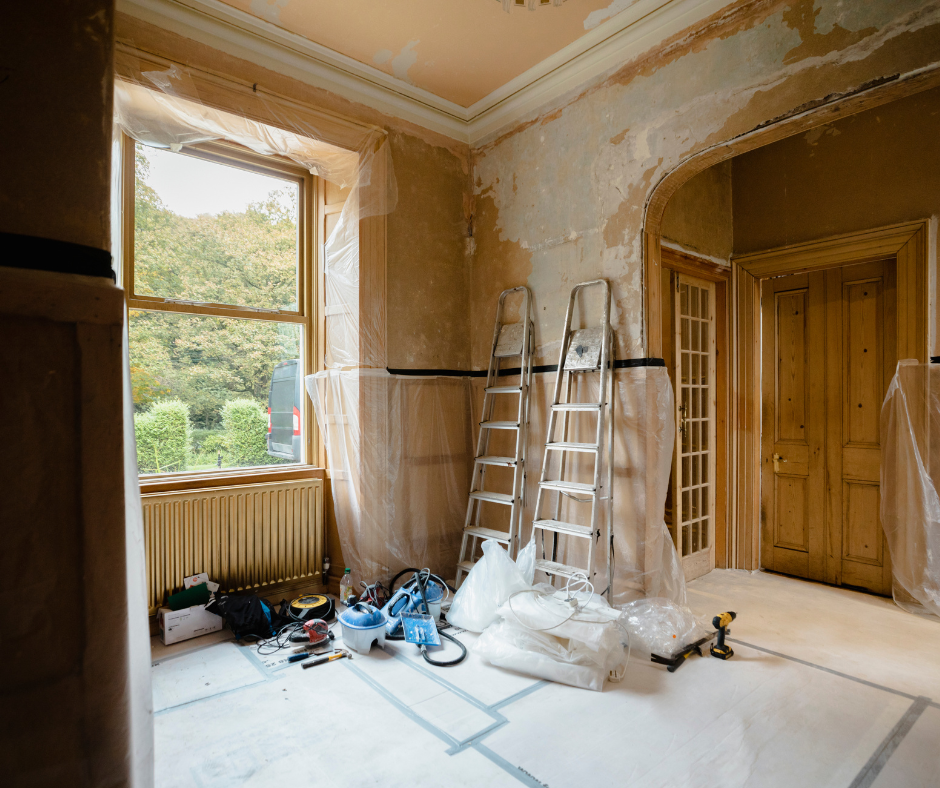 The interior of a house that's having renovation work done.